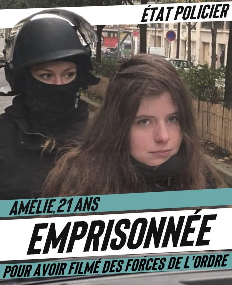 Amélie, emprisonnée pour avoir filmé des policiers !