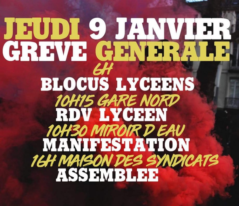 Jeudi 9 janvier : grève générale