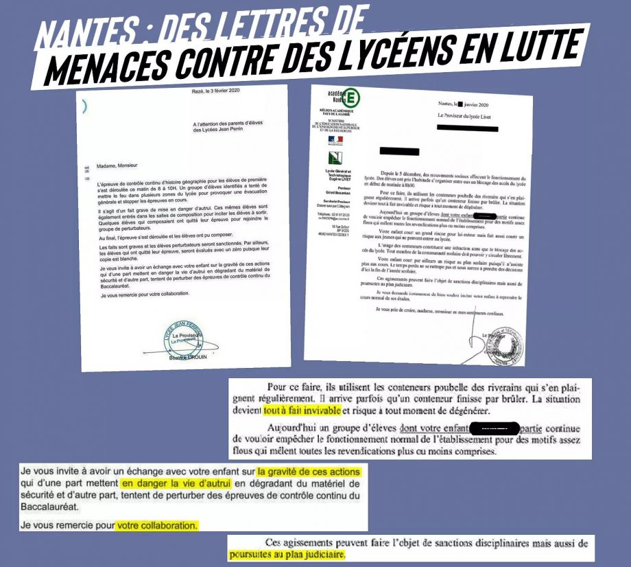 Nantes : comment les proviseurs menacent les lycéens en lutte