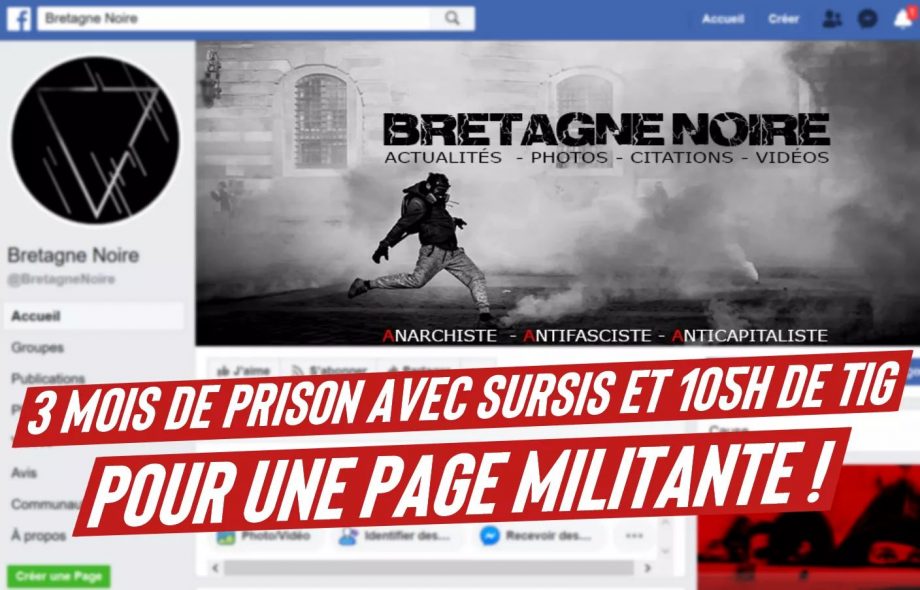 « Bretagne Noire » : 3 mois de prison avec sursis pour une page militante !
