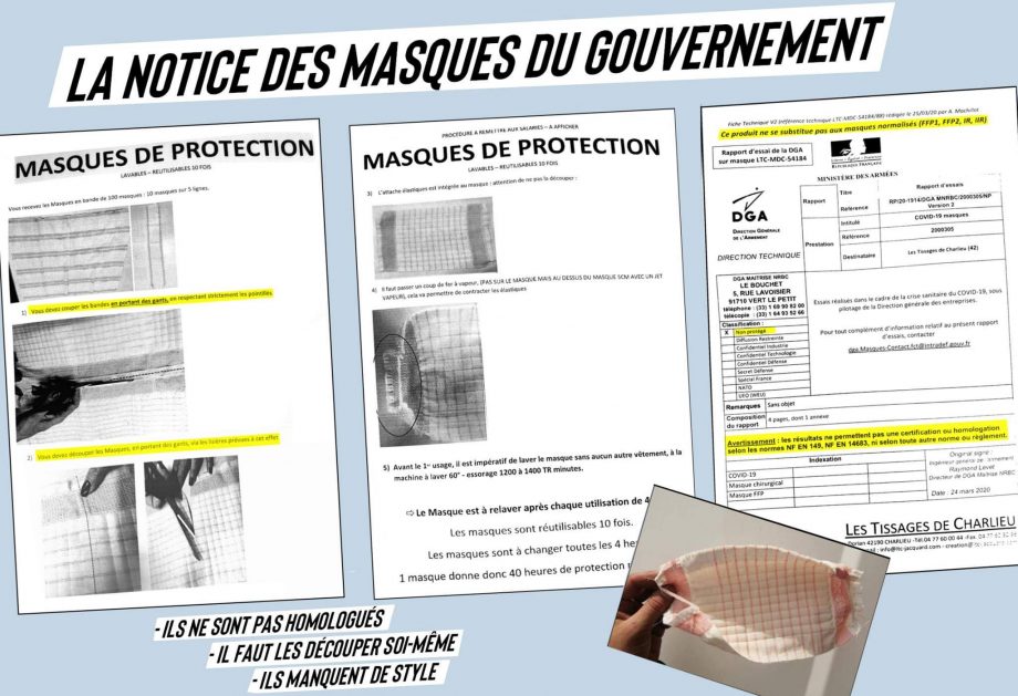 La notice étonnante des nouveaux masques du gouvernement