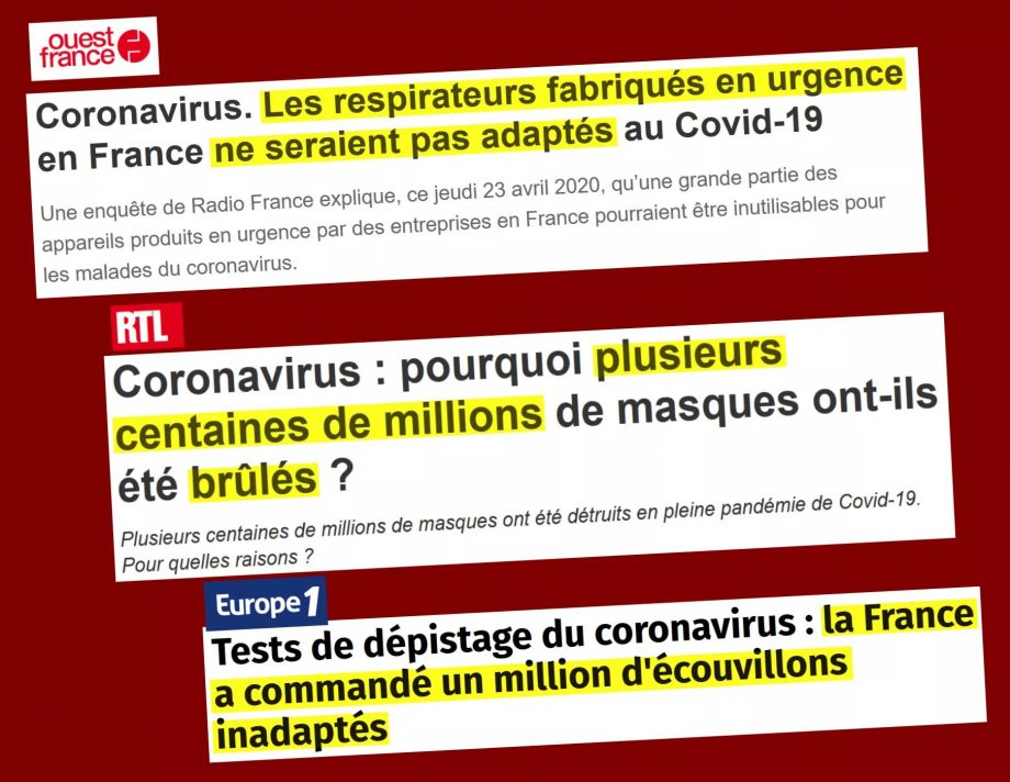 Respirateurs, masques, tests : des scandales d’État quasiment tous les jours