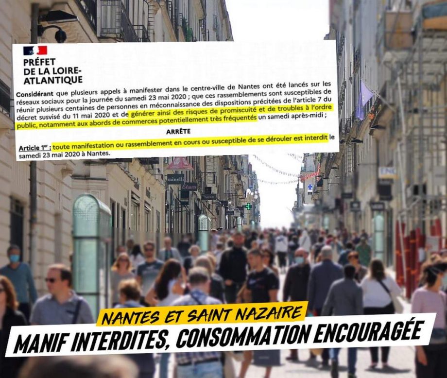 Nantes et Saint-Nazaire : manifs interdites, consommation encouragée