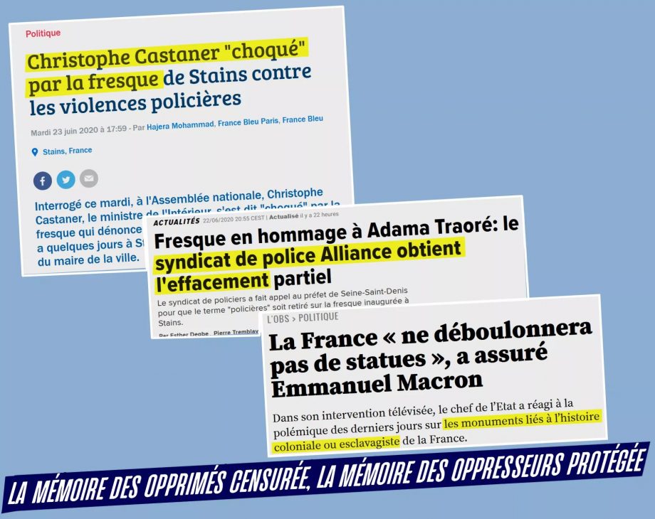 La mémoire des opprimés censurée / la mémoire des oppresseurs protégée