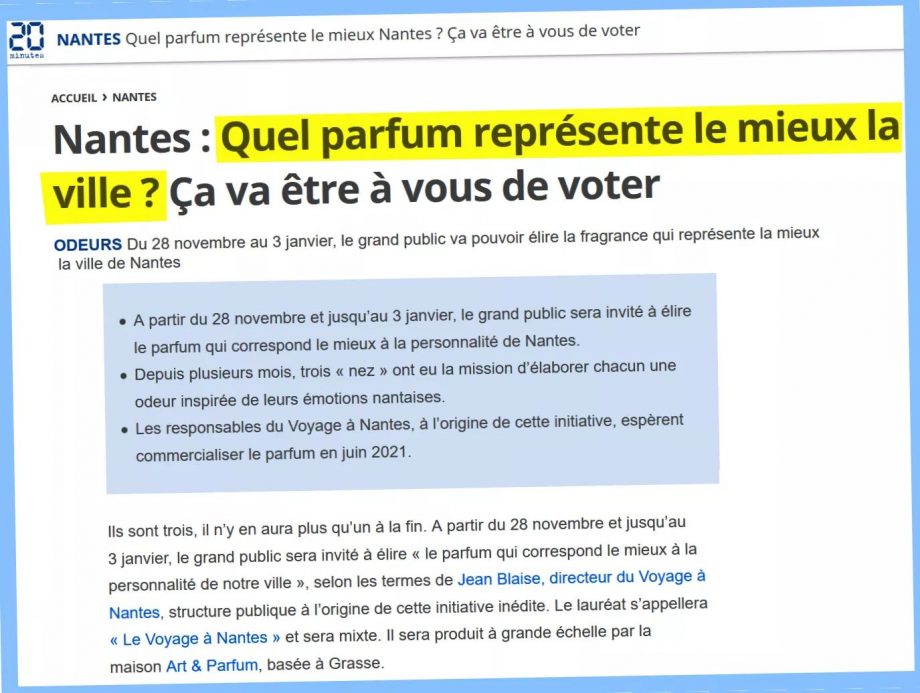 Selon vous, quel parfum représente la ville de Nantes ?