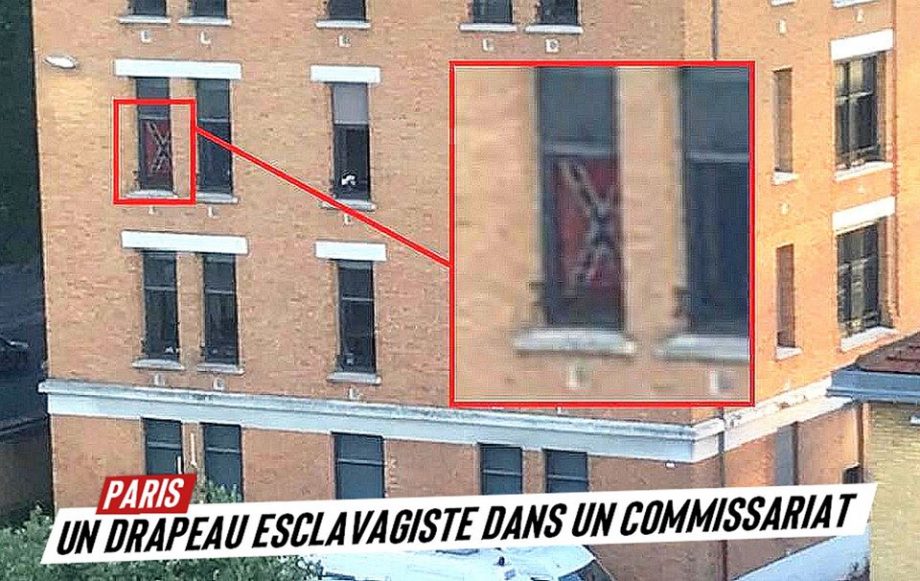 Un drapeau esclavagiste dans un commissariat parisien