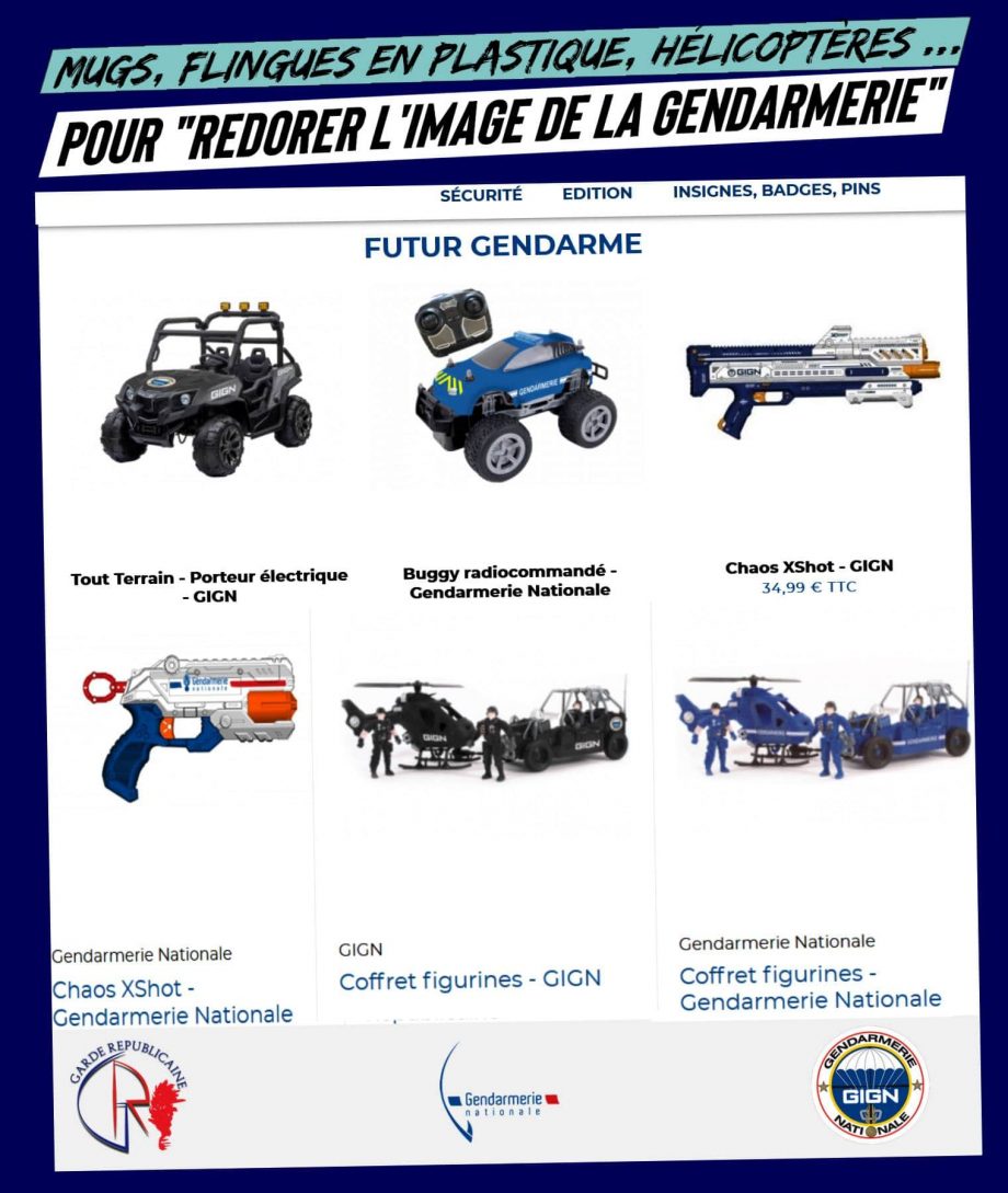 Flingues en plastique, mugs et hélicos miniatures : la gendarmerie vend des jouets pour redorer son image