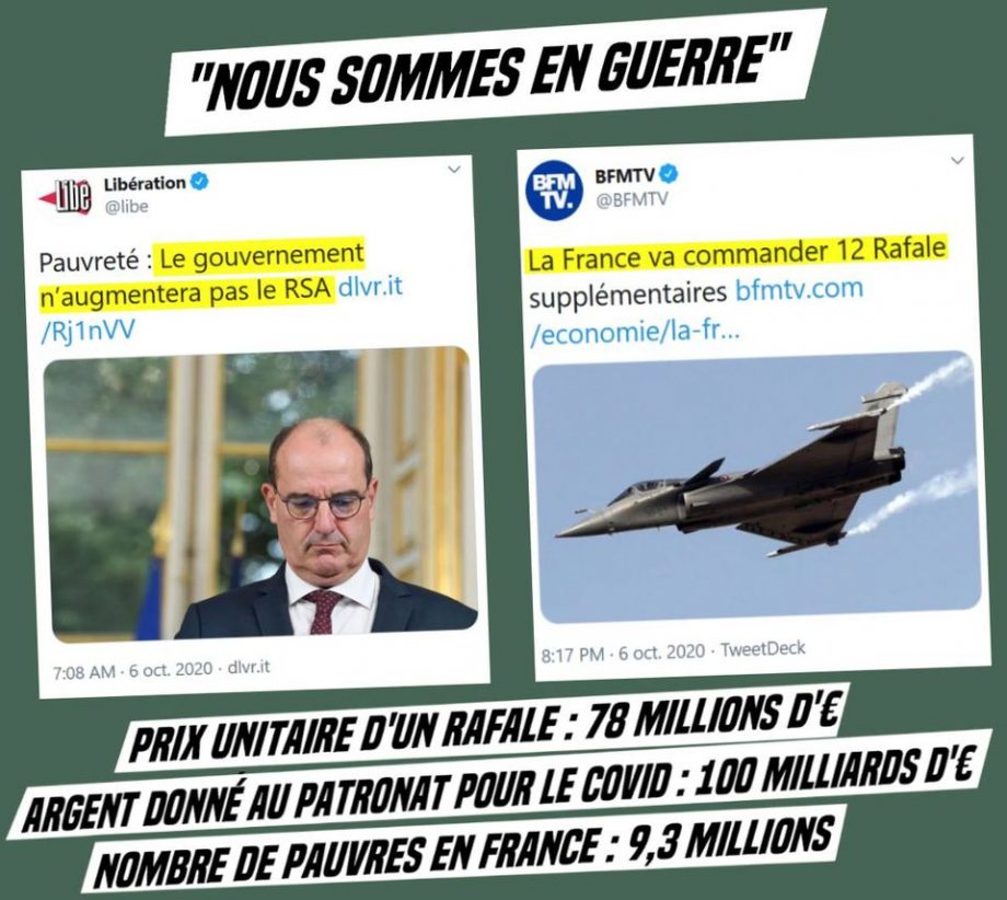 Guerre sociale : le gouvernement n’augmentera pas le RSA (mais il achète des avions de guerre)