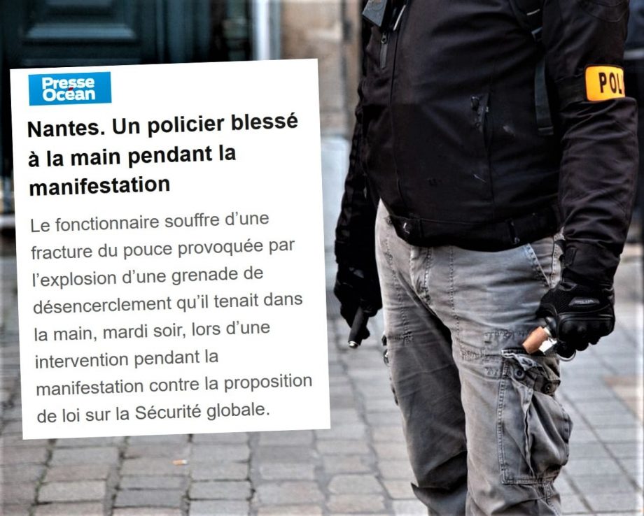Un policier de la BAC de Nantes se blesse avec sa propre grenade