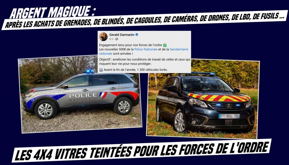 Argent magique : des 4×4 vitres teintées pour la police