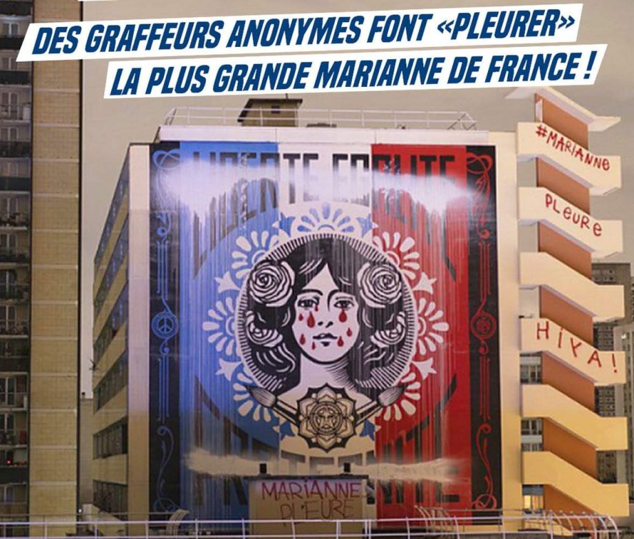 Contre la politique du gouvernement : la plus grande Marianne de France pleure des larmes de sang