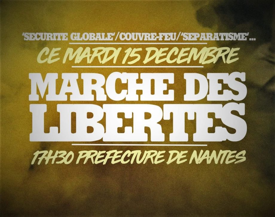 Rappel : marche des libertés ce soir à Nantes