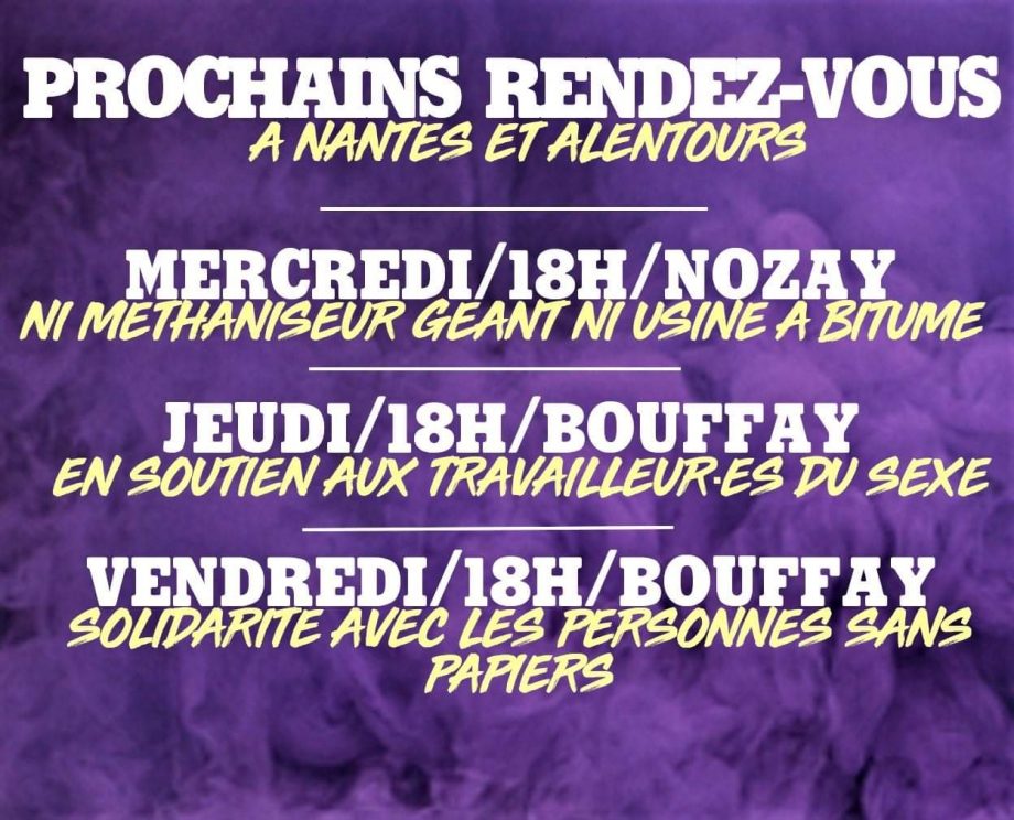 Prochaines mobilisations à Nantes et environs
