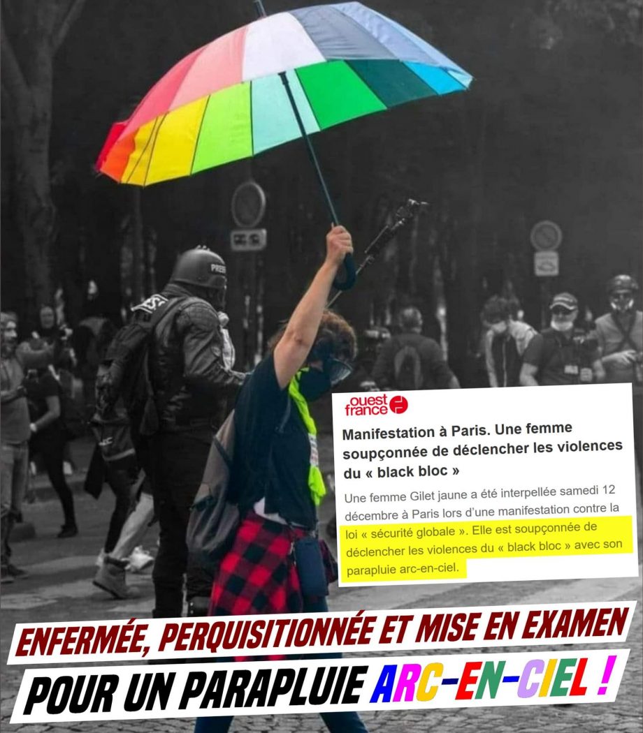 3 jours de garde à vue et mise en examen pour un parapluie multicolore
