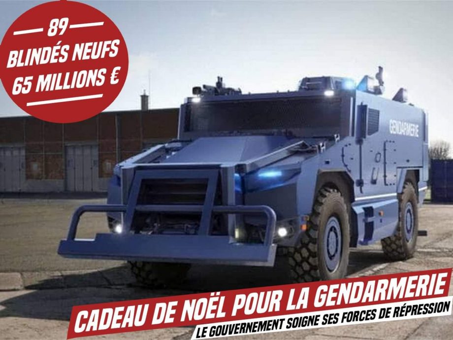 Cadeau de Noël : 89 nouveaux blindés pour la répression, pour 65 millions d’euros