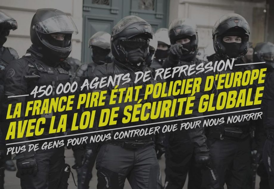 Sécurité globale : la France, pire État policier d’Europe avec 450.000 forces de répression