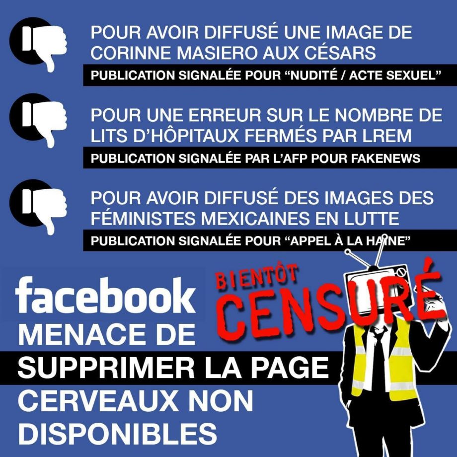Facebook menace de fermer la page CND !