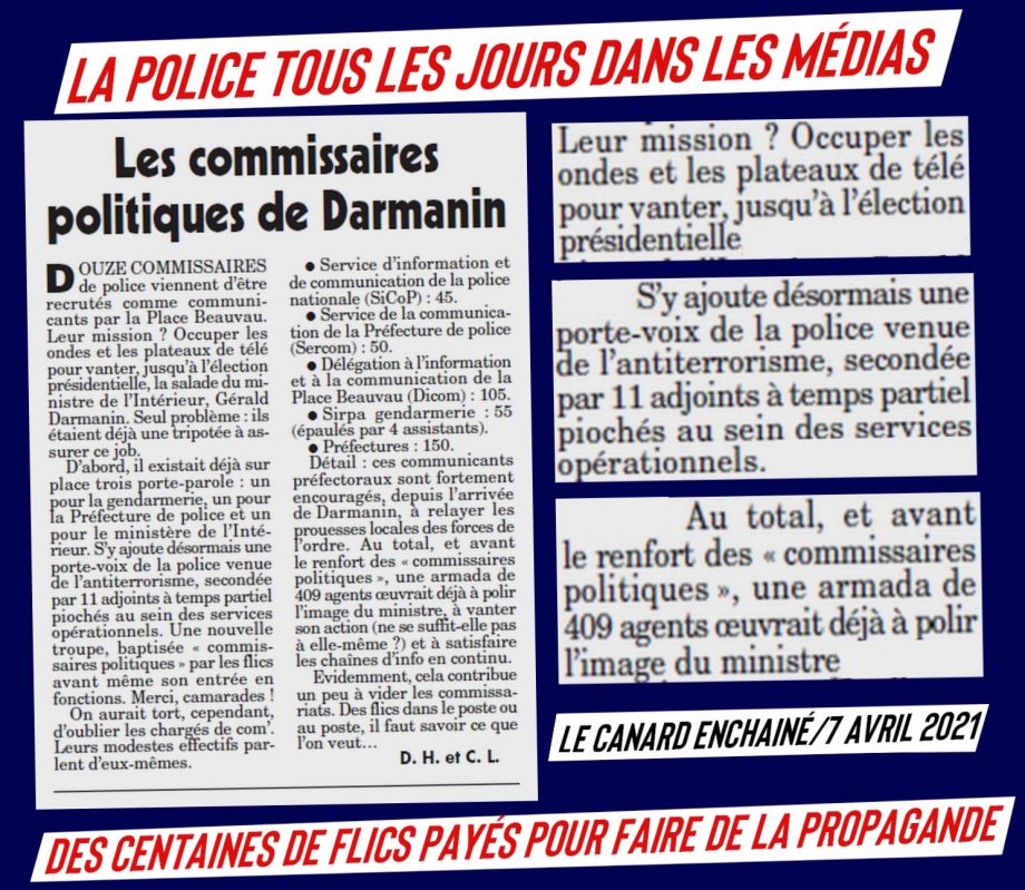 Des centaines de flics payés pour faire de la propagande dans les médias !