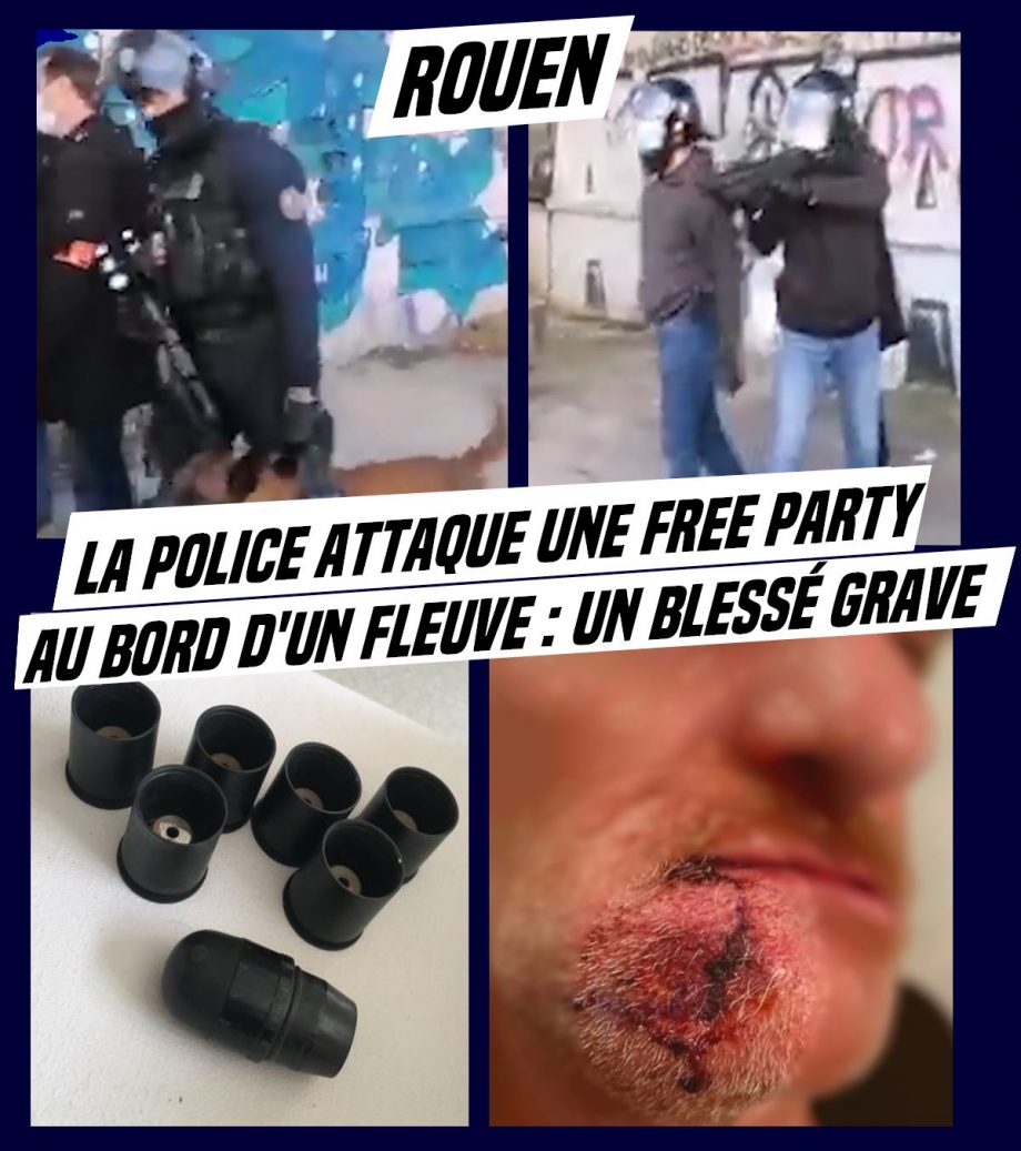 Rouen : la police attaque une free party au bord d’un fleuve avec des LBD, des chiens et des grenades