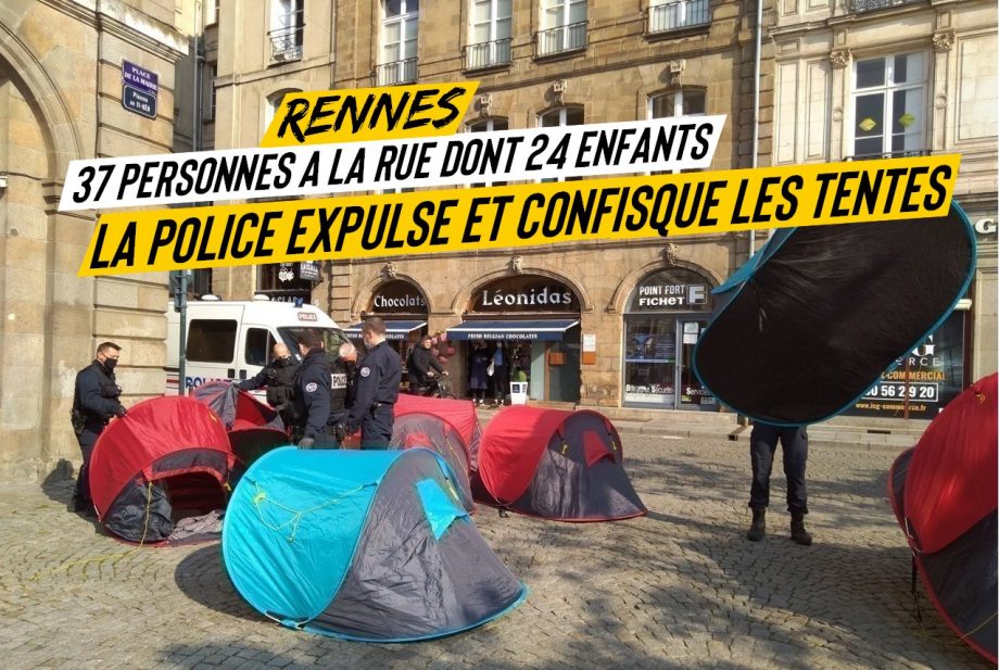 Rennes : expulsion et confiscation des tentes à des familles sans abris