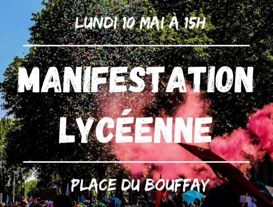 Mobilisation lycéenne lundi 10 mai, 15h Place Bouffay