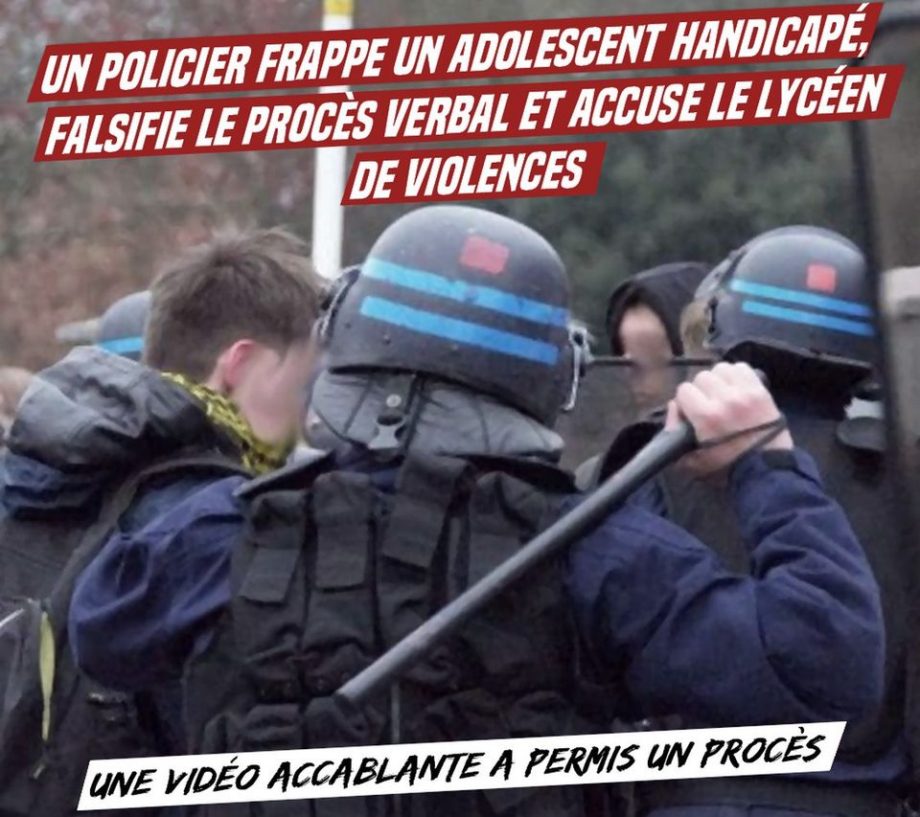 Un policier frappe un adolescent handicapé, falsifie le procès verbal et accuse le lycéen de violences