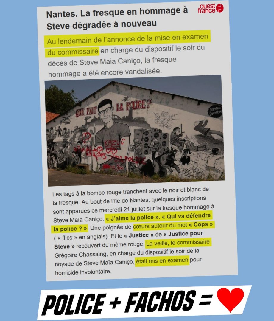 Mise en examen du commissaire Chassaing : la fresque pour Steve dégradée