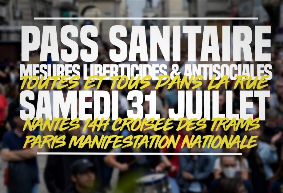 Samedi 31 juillet : 4ème vague populaire contre le Pass Sanitaire