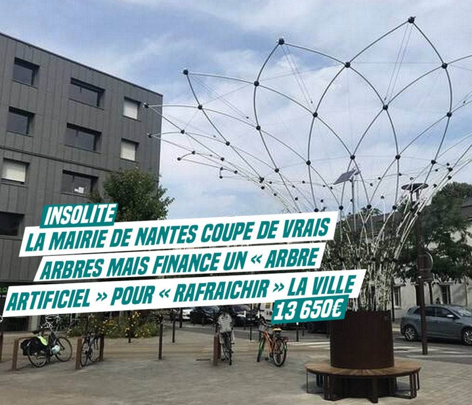 Insolite : la mairie de Nantes coupe de vrais arbres mais finance un « arbre artificiel » pour « rafraîchir » la ville