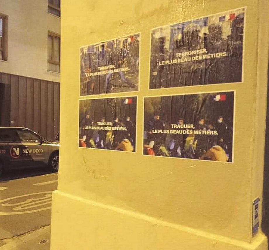 « Le plus beau des métiers » : collage dans une rue de Lyon