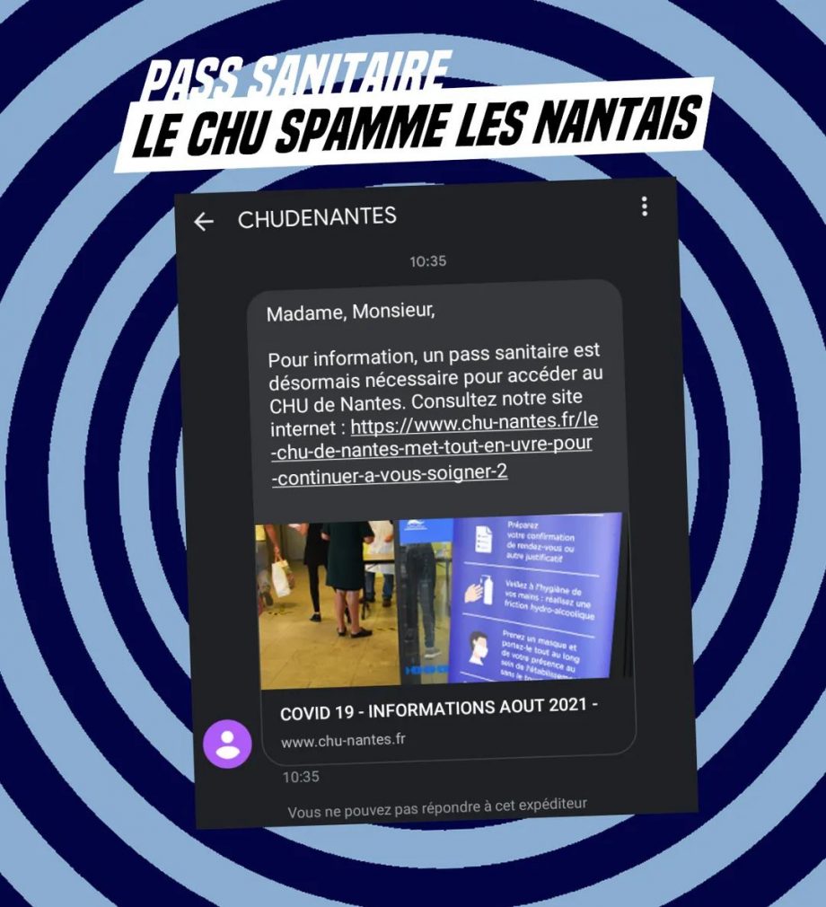 Pass Sanitaire : le CHU spamme les nantais et nantaises