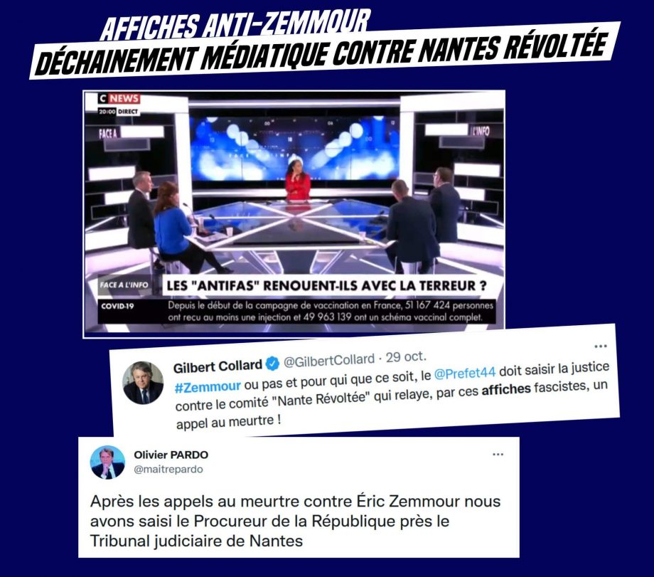 Affiche anti-Zemmour : déchaînement médiatique contre Nantes Révoltée
