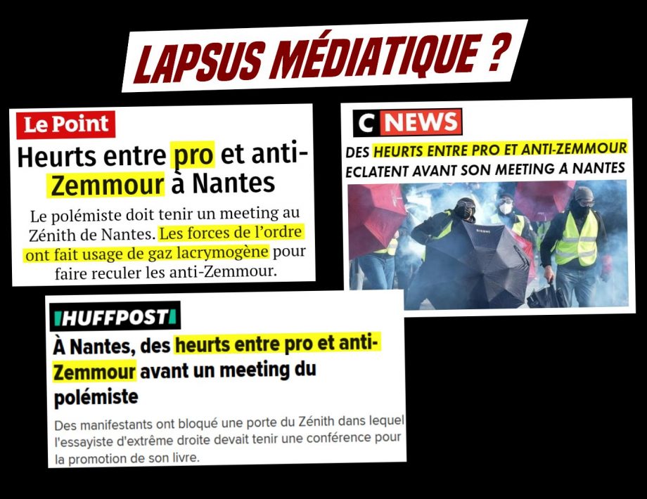 Lapsus médiatique : la police qualifiée de « pro-Zemmour »