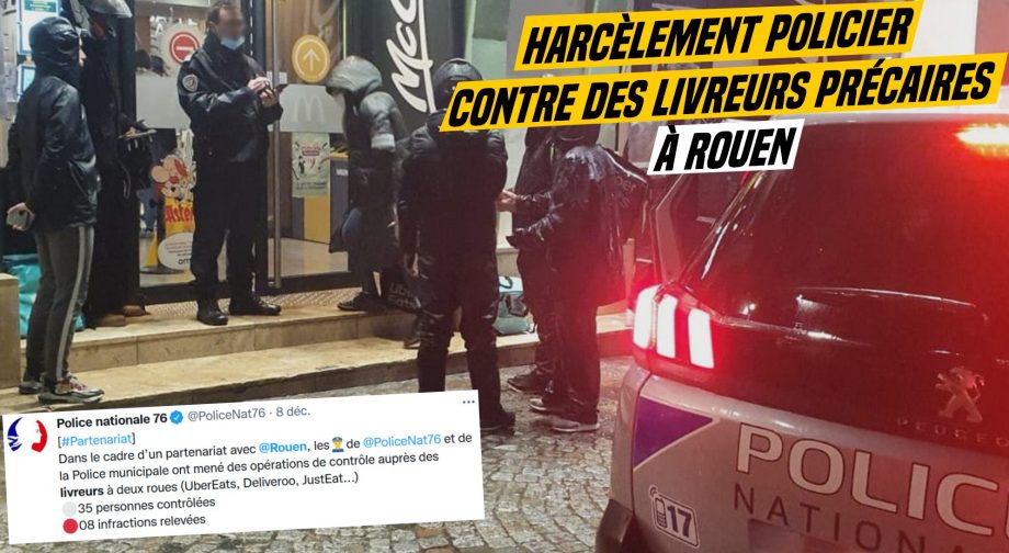 À Rouen, harcèlement policier contre les livreurs précaires