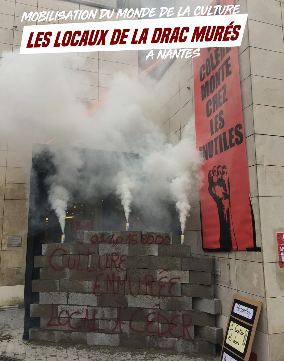 Mobilisation du monde de la culture : l’entrée de la DRAC murée