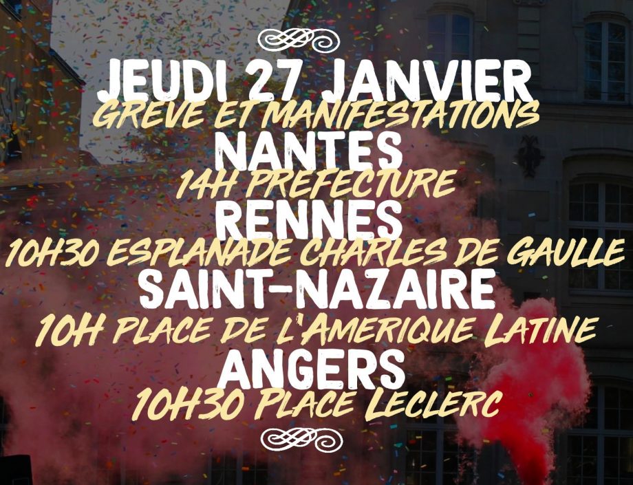 Jeudi 27 janvier : grève générale et manifestations