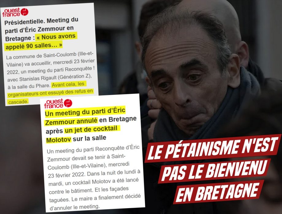 Zemmour n’est pas le bienvenu en Bretagne