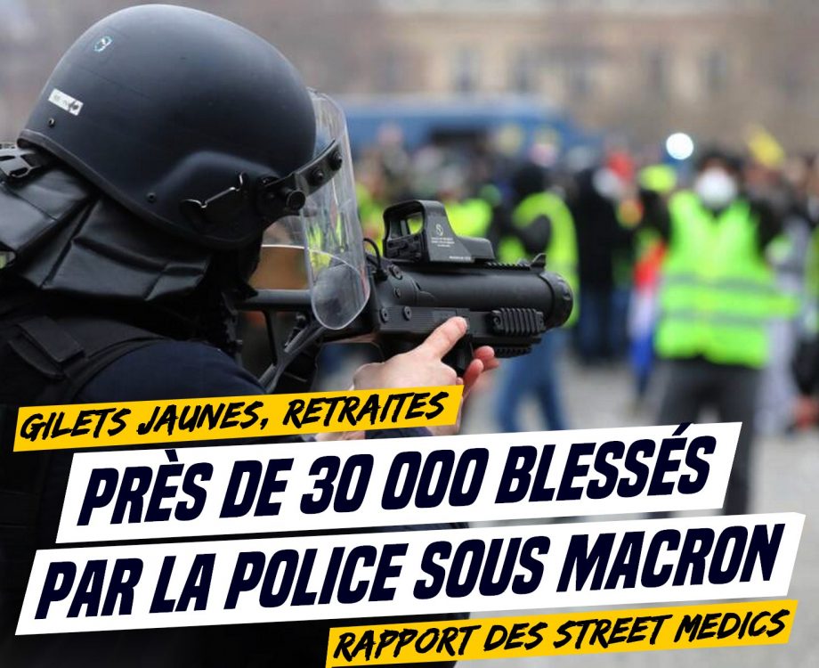 Gilets Jaunes, retraites : près de 30.000 blessés par la police sous Macron