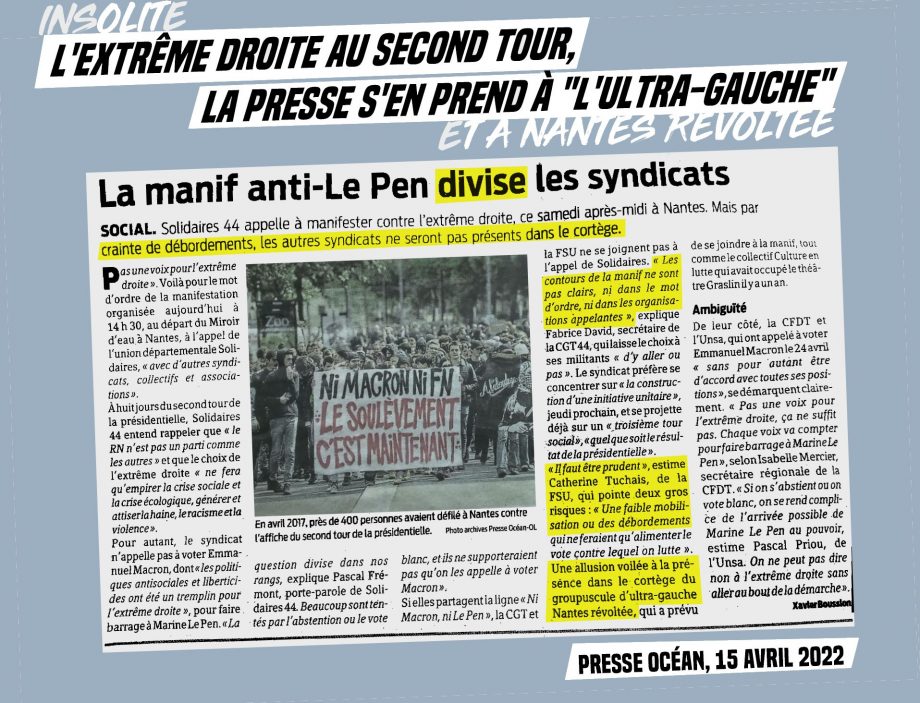 Insolite : l’extrême droite est au second tour, la presse locale et certains syndicats dénoncent la gauche