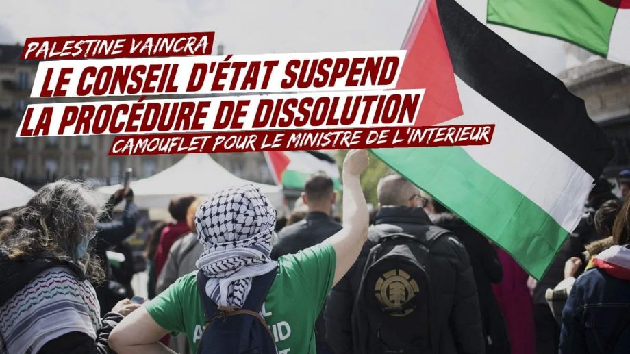 Palestine Vaincra : la dissolution suspendue