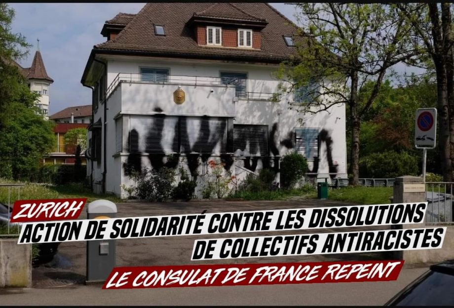 Zurich : action de soutien contre les dissolutions de collectifs antiracistes