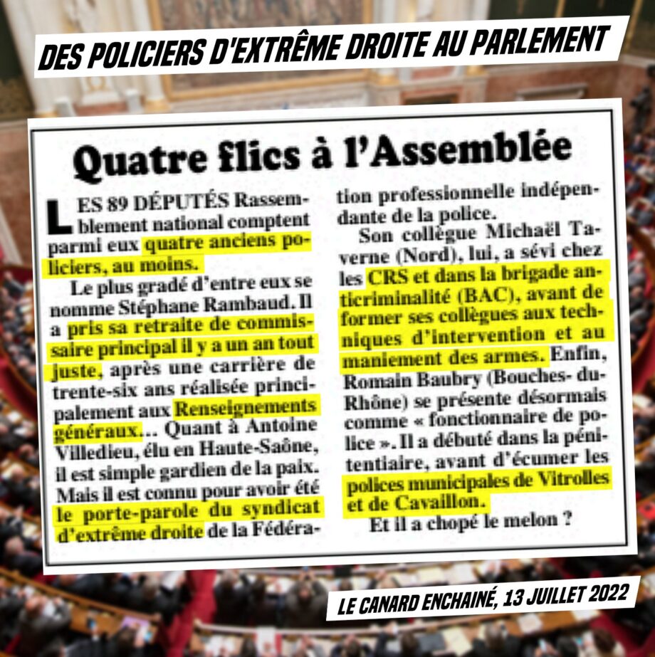 Des policiers d’extrême droite à l’Assemblée Nationale