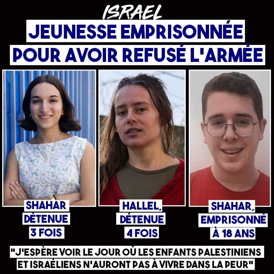 Israël : jeunesse emprisonnée pour avoir refusé l’armée