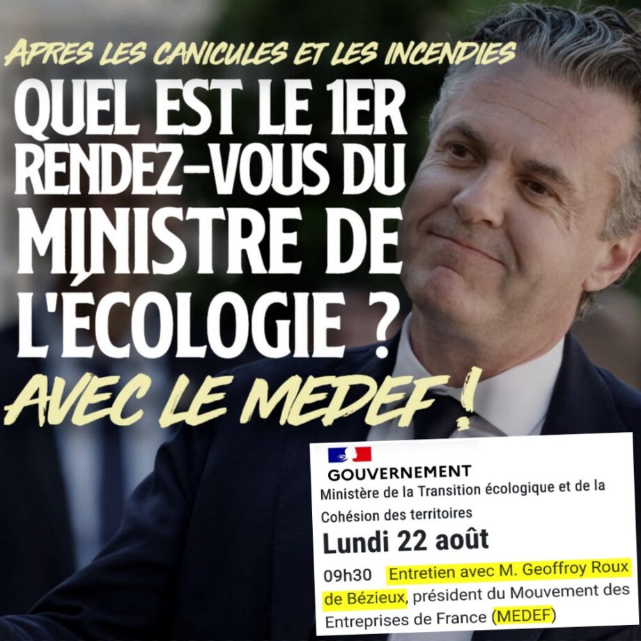 Quel est le premier rendez-vous du ministre de l’écologie ? Avec le Medef !