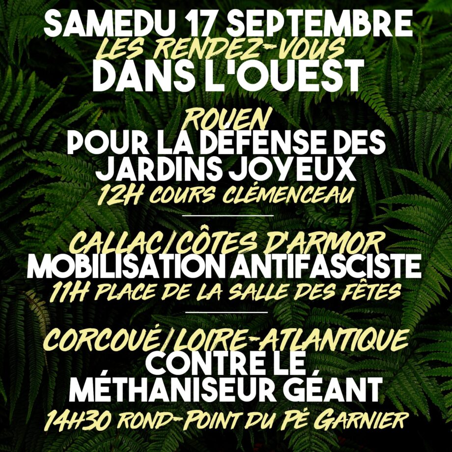 Ce samedi 17 septembre dans l’Ouest