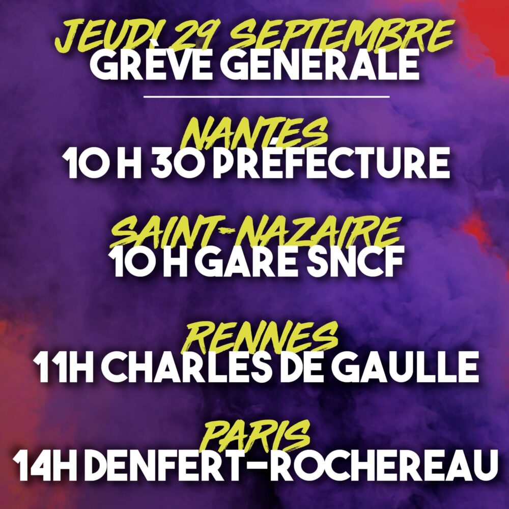 Jeudi 29 septembre : grève générale