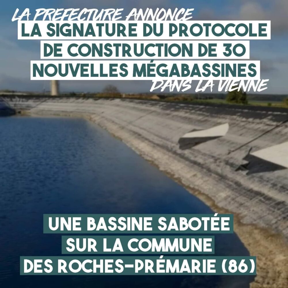 Les autorités annoncent de nouvelles mégabassines : sabotages dans la Vienne