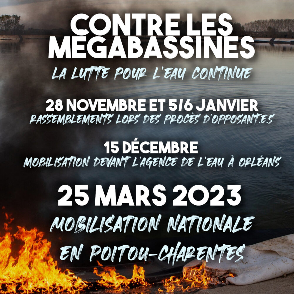 Contre les mégabassines, prochains rendez-vous