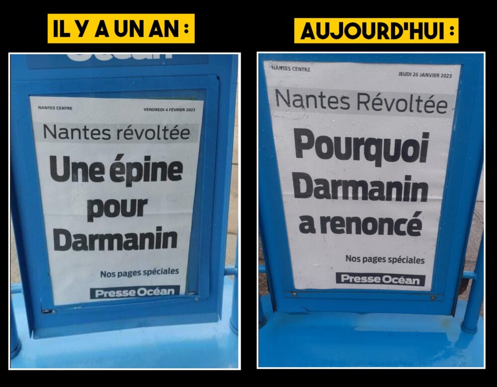 Darmanin ridiculisé en Une de Presse Océan