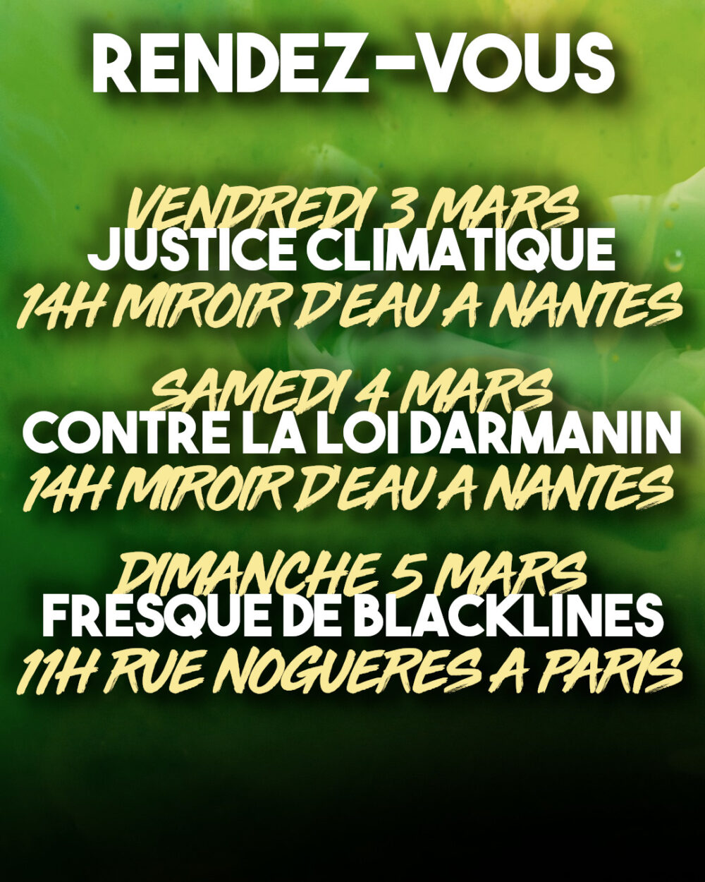 Quelques rendez-vous avant le 7 mars